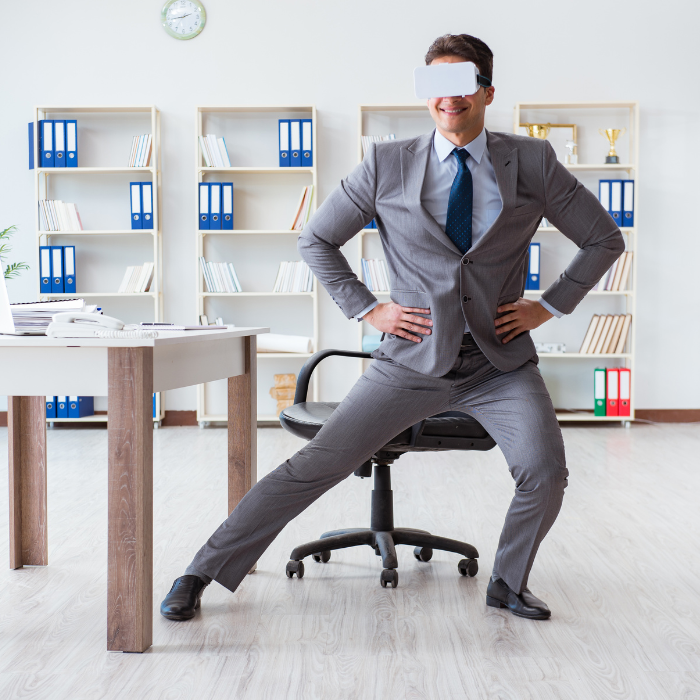 Poslovni čovjek vježba u uredu